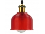 SEGRETO 01450 Vintage Κρεμαστό Φωτιστικό Οροφής Μονόφωτο Κόκκινο Γυάλινο Διάφανο Καμπάνα με Χρυσό Ντουί Φ14 x Υ18cm - 1