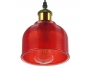 SEGRETO 01450 Vintage Κρεμαστό Φωτιστικό Οροφής Μονόφωτο Κόκκινο Γυάλινο Διάφανο Καμπάνα με Χρυσό Ντουί Φ14 x Υ18cm - 10