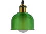 SEGRETO 01451 Vintage Κρεμαστό Φωτιστικό Οροφής Μονόφωτο Πράσινο Γυάλινο Διάφανο Καμπάνα με Χρυσό Ντουί Φ14 x Υ18cm - 1