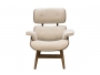 Πολυθρόνα relax Mirto μασίφ ξύλο καρυδί-ύφασμα εκρού 167-000002 - 3