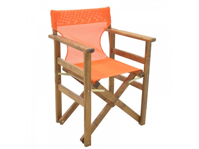 Πολυθρόνα σκηνοθέτη SUNSET από ξύλο/ύφασμα σε χρώμα καρυδί/πορτοκαλί 60x51x86 001-00291 - 1