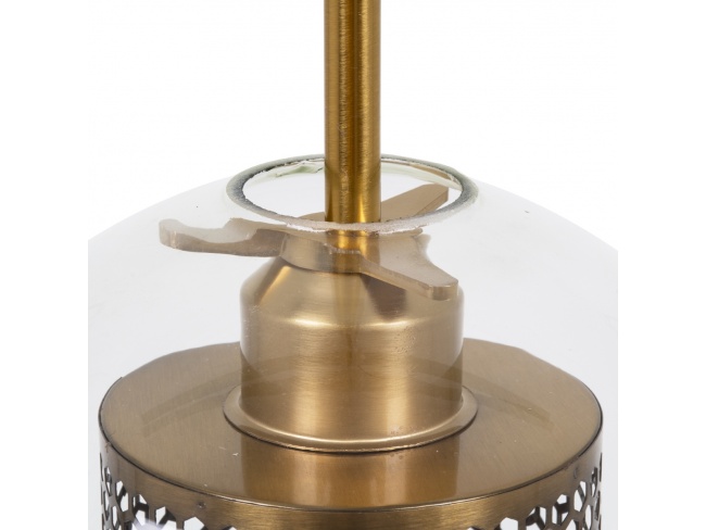 AVERY 00739 Μοντέρνο Κρεμαστό Φωτιστικό Οροφής Μονόφωτο Διάφανο Γυάλινο με Χρυσό Μεταλλικό Πλέγμα Φ18 x Υ38cm - 5