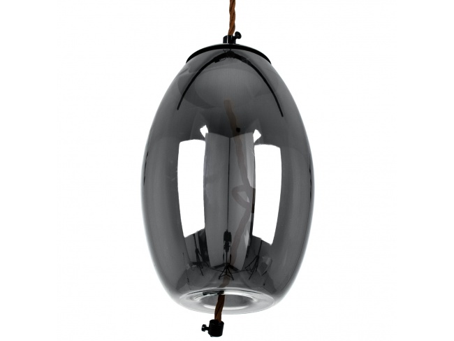ΑΧΤΟΝ 00755 Μοντέρνο Κρεμαστό Φωτιστικό Οροφής Μονόφωτο Διάφανο Φιμέ Νίκελ Γυάλινο LED AC 100-240V Θερμό Λευκό 2700K Φ17 x Y18cm - 4