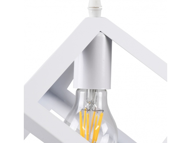 CUBE 00802 Μοντέρνο Κρεμαστό Φωτιστικό Οροφής Μονόφωτο Λευκό Μεταλλικό Πλέγμα Μ25 x Π25 x Υ25cm - 4