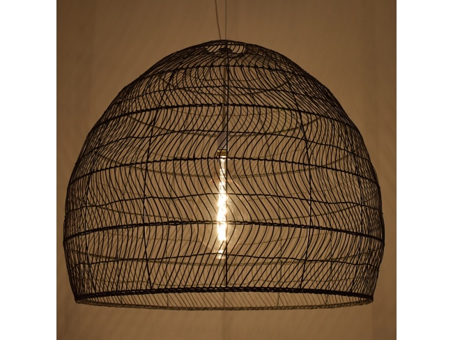 MALIBU 00966 Vintage Κρεμαστό Φωτιστικό Οροφής Μονόφωτο Μαύρο Ξύλινο Bamboo Φ100 x Y86cm - 2