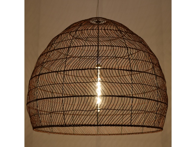 MALIBU 00967 Vintage Κρεμαστό Φωτιστικό Οροφής Μονόφωτο Καφέ Ξύλινο Bamboo Φ100 x Y86cm - 2
