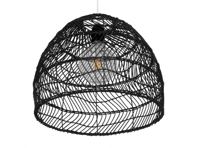 MALIBU 00969 Vintage Κρεμαστό Φωτιστικό Οροφής Μονόφωτο Μαύρο Ξύλινο Bamboo Φ40 x Y35cm - 4