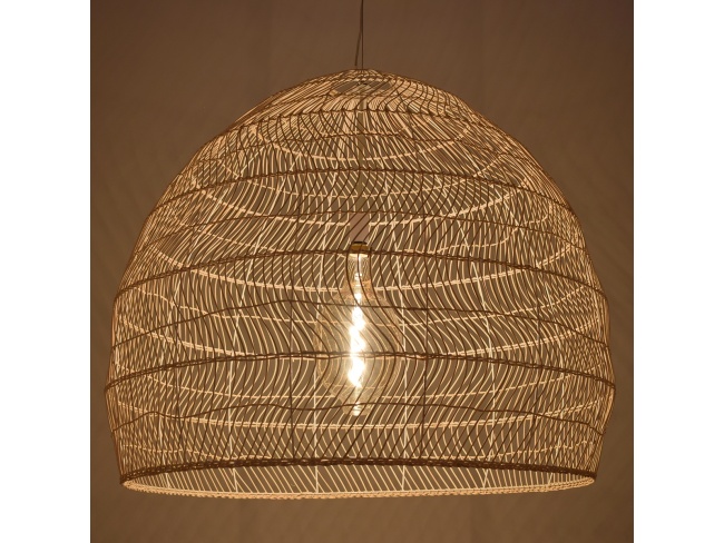 MALIBU 00974 Vintage Κρεμαστό Φωτιστικό Οροφής Μονόφωτο Μπεζ Ξύλινο Bamboo Φ100 x Y86cm - 2