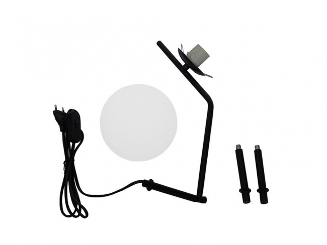 Μοντέρνο Επιτραπέζιο Φωτιστικό Πορτατίφ Μονόφωτο Μαύρο Μεταλλικό με Λευκό Γυαλί Φ23 ELFRIS 01100 - 5