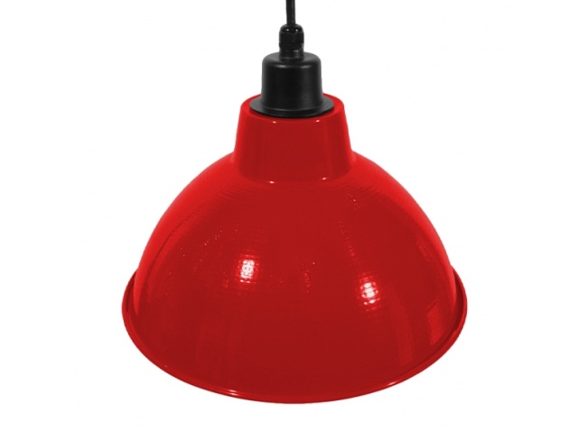 LOUVE 01177 Vintage Industrial Κρεμαστό Φωτιστικό Οροφής Μονόφωτο Κόκκινο Μεταλλικό Καμπάνα Φ39 x Y32cm - 6