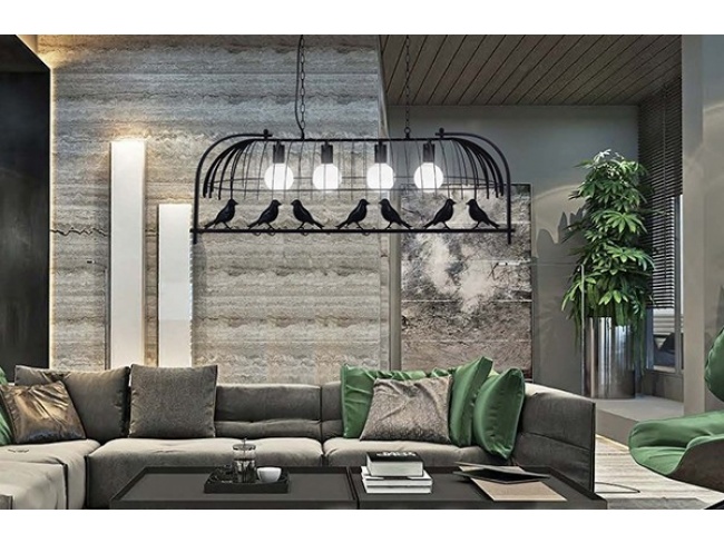 NEST 01255 Vintage Industrial Κρεμαστό Φωτιστικό Οροφής Πολύφωτο Mαύρο Μεταλλικό Πλέγμα Μ105 x Π36.5 x Y37cm - 9