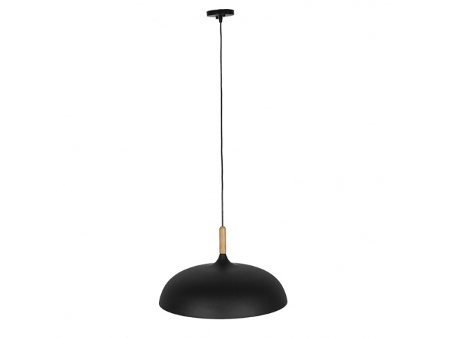 VALLETE BLACK 01259 Μοντέρνο Κρεμαστό Φωτιστικό Οροφής Μονόφωτο Μαύρο Μεταλλικό Καμπάνα Φ60 x Y35cm - 2