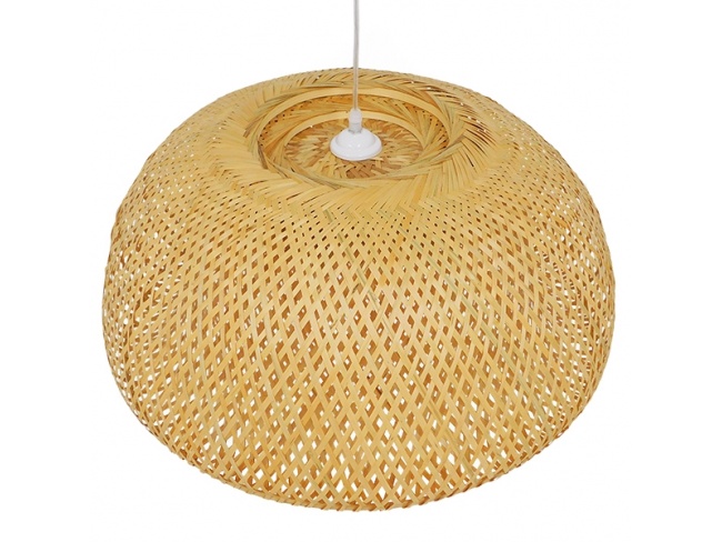 SAN TROPEZ 01627 Vintage Κρεμαστό Φωτιστικό Οροφής Μονόφωτο Καφέ Ξύλινο Bamboo Φ60 x Υ29cm - 6
