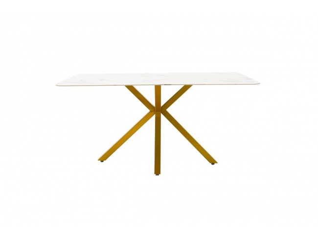 Τραπέζι Paris γυαλί 8mm σχέδιο μαρμάρου-χρυσό 160x80x75εκ 029-000089 - 3