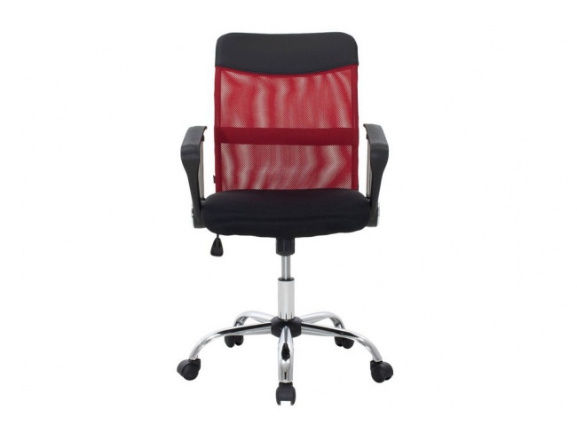 Καρέκλα γραφείου εργασίας Rina με ύφασμα mesh χρώμα μαύρο-κόκκινο 109-000007 - 3