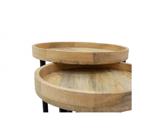 Τραπέζι σαλονιού Kelly σετ 2τεμ μασίφ ξύλο φυσικό-μαύρο 113-000014 - 2