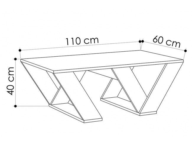 Τραπέζι σαλονιού PIPRA σε χρώμα λευκό 110x60x40 119-000648 - 3