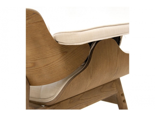 Πολυθρόνα relax Mirto μασίφ ξύλο καρυδί-ύφασμα εκρού 167-000002 - 8