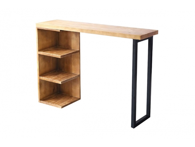 Τραπέζι μπαρ Collins φυσικό ξύλο πεύκου 35mm φυσικό-μαύρο 139x29x90εκ 197-000067 - 4