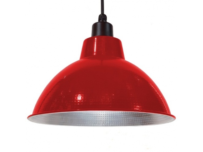LOUVE 01177 Vintage Industrial Κρεμαστό Φωτιστικό Οροφής Μονόφωτο Κόκκινο Μεταλλικό Καμπάνα Φ39 x Y32cm - 1
