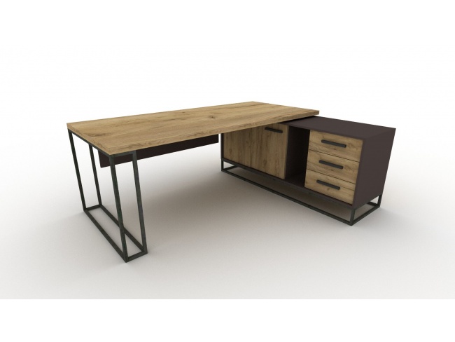 ΓΡΑΦΕΙΟ IRON 180x90 εκ. ΜΕ ΠΛΕΥΡΙΚΟ LINE ART - 3