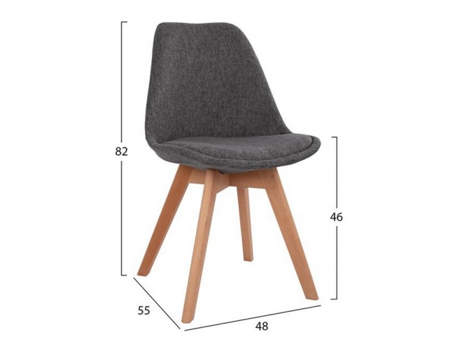 Καρέκλα VEGAS με ξύλινα πόδια & ύφασμα γκρι HM0033.50 - 2