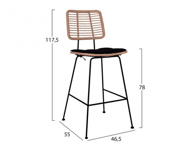 ΣΚΑΜΠΟ ΜΕΤΑΛΛΙΚΟ ΜΕ ΜΑΞΙΛΑΡΙ ALLEGRA HM5455 ΜΕ WICKER ΜΠΕΖ 46,5x55x117,5Υ εκ. - 2