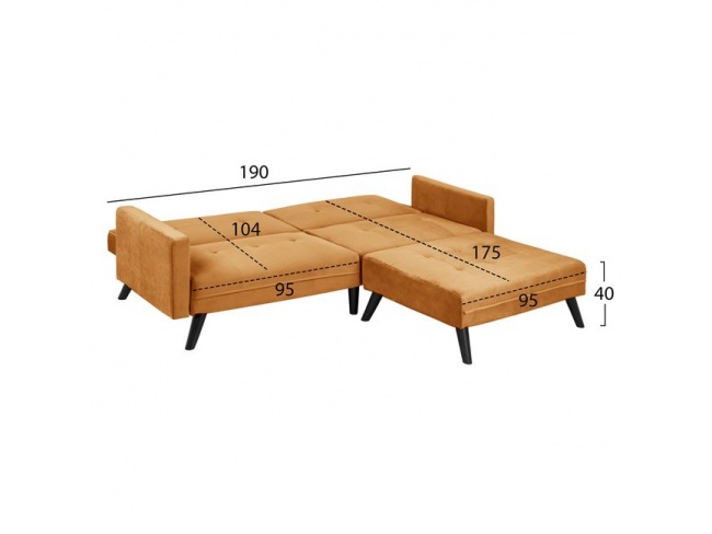 ΚΑΝΑΠΕΣ ΓΩΝΙΑ ΚΡΕΒΑΤΙ LIVIA HM3151.09 ΧΡΥΣΟ ΒΕΛΟΥΔΟ ΜΕ ΥΠΟΠΟΔΙΟ 211X158X83Y εκ. - 3