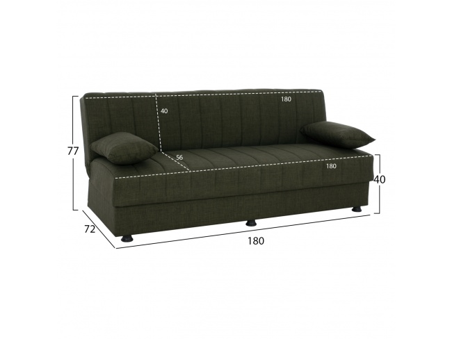 ΚΑΝΑΠΕΣ ΚΡΕΒΑΤΙ ANDRI ΤΡΙΘΕΣΙΟΣ DARK OLIVE HM3239.05 - 2