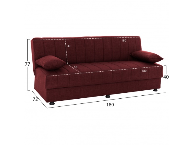 ΚΑΝΑΠΕΣ ΚΡΕΒΑΤΙ ANDRI ΤΡΙΘΕΣΙΟΣ ΚΟΚΚΙΝΟΣ HM3239.06 - 2