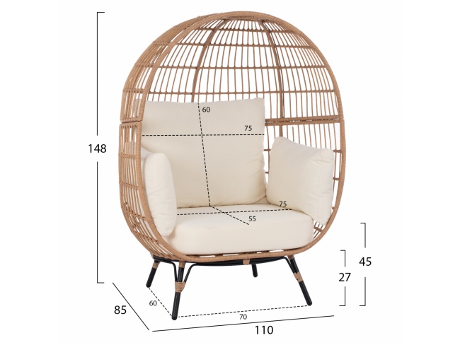 ΠΟΛΥΘΡΟΝΑ ΦΩΛΙΑ ALLEGRA HM5764 ΜΕ WICKER ΣΕ ΜΠΕΖ ΑΠΟΧΡΩΣΗ 110x85x148 εκ. - 2