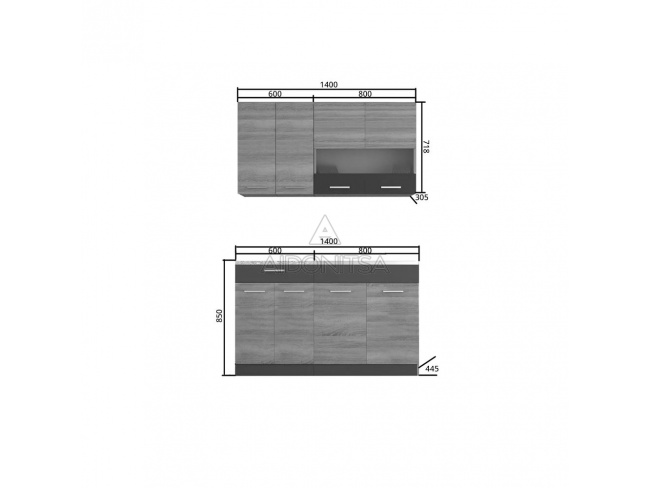 Κουζίνα Alina Σετ 2-8 (δυνατ. επέκτασης) Σονόμα-Μόκκα Σετ4 κουτιών (2.8 τρέχ. Μέτρα) SO-ALINASET2-8 - 2